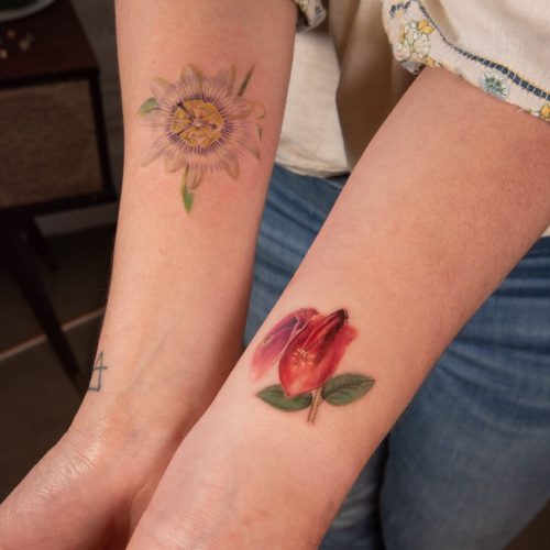 tatuaje botánico en color