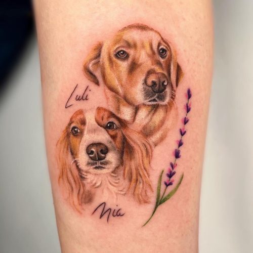 tatuaje en brazo de mascotas Perros